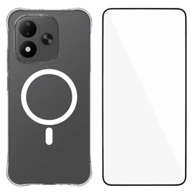 WANLONFENG til Xiaomi Redmi Note 17 (Indien/Kina) 5G / Xiaomi Redmi Note 17 4G WL2-serie 2,0 mm magnetisk hylster klart TPU telefonbagdæksel med skærmfilm - Transparent