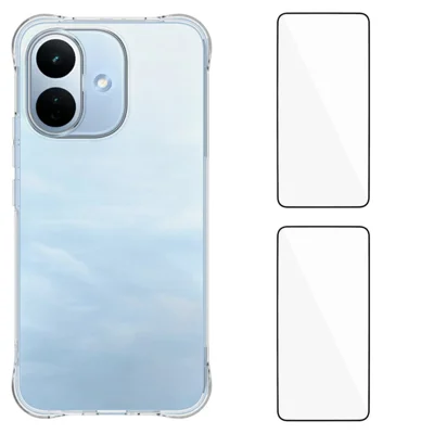  WANLONFENG for Xiaomi Redmi Note 17 Pro 5G WL2 Series TPU Case 2.0mm Phone Cover with 2Pcs Tempered Glass Films - Transparent