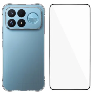 WANLONFENG pour Xiaomi Poco F9 Ultra 5G / Xiaomi Redmi K100 Pro Max 5G Série WL Étui 2,0 mm TPU avec Film de Verre Trempé - Transparent