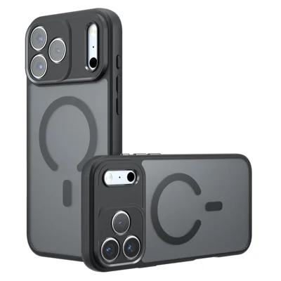 For iPhone 18 Pro Max / 17 Pro Max Case Kompatibel med MagSafe TPU + PC Hybrid Matt Overtræk - Sort