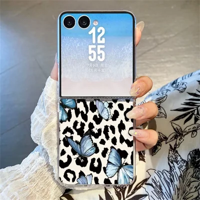 For Samsung Galaxy Z Flip8 Case Leopard Pattern Printed PC Slim Shockproof Phone Cover - B840