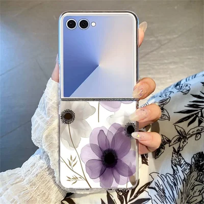 For Samsung Galaxy Z Flip8 Case Oil Painting Flower Pattern Slim Shockproof PC Phone Cover - B452