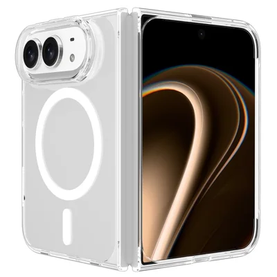 For iPhone Fold Clear Telefoonmagnetisch Hoesje TPU + Acryl Achterkant - Transparant