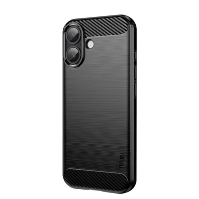 MOFI na obudowę tylnią do iPhone 18, matowa tekstura z włókna węglowego, miękka obudowa TPU - Czarny