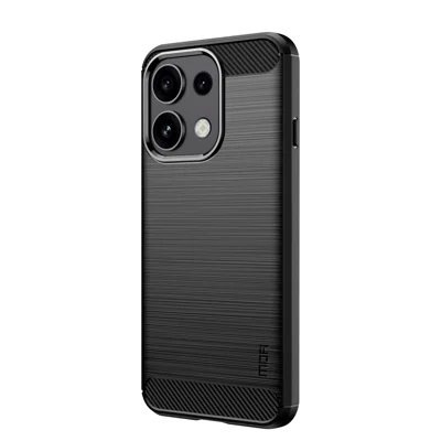 MOFI til Oppo Reno16 FS 5G / Oppo Reno16c 5G / Oppo Reno16 F 5G Bagside  Børstet struktur Kulfiber Blød TPU-case - Sort