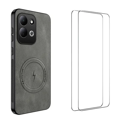  WANLONFENG för Xiaomi Redmi 17 5G / Xiaomi Redmi 17 4G SD-serien Magnetisk Skal med Nappastruktur PC TPU Mobilskal med 2 st Skärmskydd - Grå