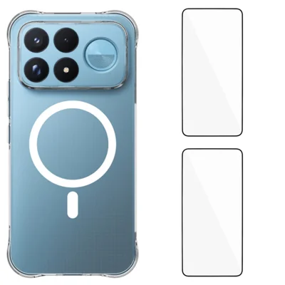  WANLONFENG pour Xiaomi Poco F9 Ultra 5G / Xiaomi Redmi K100 Pro Max 5G Série WL1 Étui Magnétique Clair 2,0 mm Housse Arrière en TPU avec 2 Films d'Écran - Transparent
