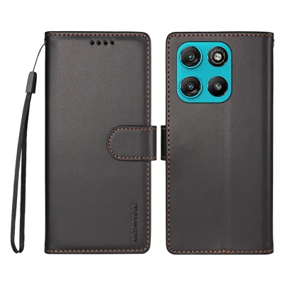  BETOPNICE til Motorola Moto G57 Power 5G / Motorola Moto G57 5G / Motorola Moto G100 5G (2025) / Motorola Moto G67 Power 5G 006 Etui med RFID-blokerende wallet, støtte og læderdæksel med håndbånd - Sort