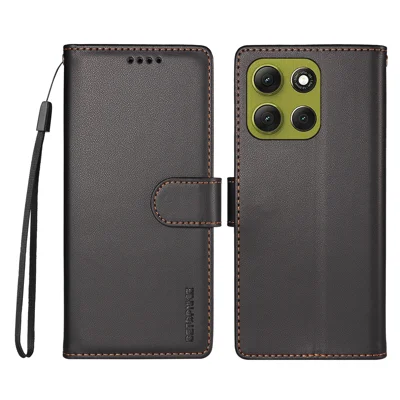  BETOPNICE til Motorola Moto G86 Power 5G / Motorola Moto G86 5G 006 Etui med RFID-blokerende wallet, støtte og læderdæksel med håndledsrem - Sort