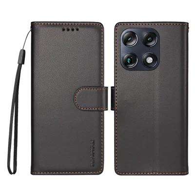  BETOPNICE til Motorola Signature 5G / Motorola Moto X70 Air Pro 5G 006 Etui med RFID-blokerende wallet, stand og læderdæksel med håndbånd - Sort
