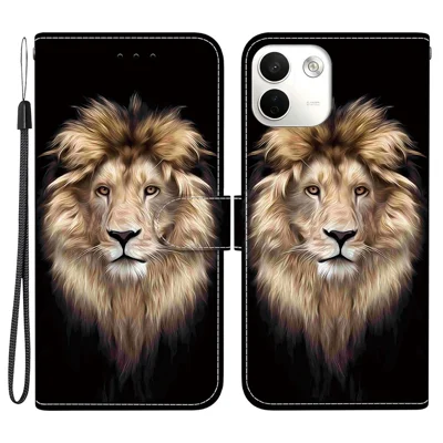 For Xiaomi Redmi Note 17 Pro Max 5G Case Pattern Printing Leather Flip Wallet Phone Cover with Lanyard - Lion Head