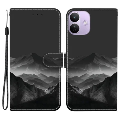 For Xiaomi Redmi Note 17 Pro 5G Case Pattern Printing PU Leather Wallet Flip Stand Phone Cover with Wrist Strap - Misty Ink Mountain