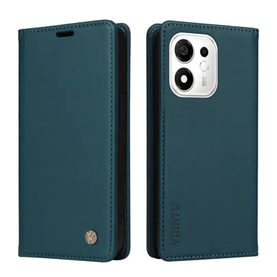 YIKATU pour Honor X7e Plus 5G / Honor 600 Smart 5G YK-001 Étuis pour Téléphone avec Fermeture Magnétique, Housse en Cuir PU - Vert