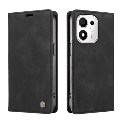 YIKATU pour Honor 600 Smart 5G / Honor X7e Plus 5G Étui en Cuir YK-004 Skin-Touch Étui Portefeuille - Noir