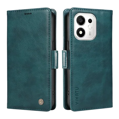 YIKATU pour Honor 600 Smart 5G / Honor X7e Plus 5G Étui YK-007 Bleu en Cuir PU Texturé Type Croco avec Portefeuille - Bleu