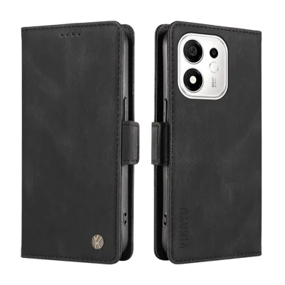 YIKATU pour Honor X7e Plus 5G / Honor 600 Smart 5G Étui en Cuir YK-005 à Toucher Doux, Housse Portefeuille - Noir