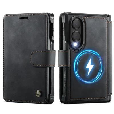 AUTSPACE för Samsung Galaxy Z Fold8 A15 Fodral med RFID-skydd Plånbok Läder Magnetiskt Telefonhölster - Svart