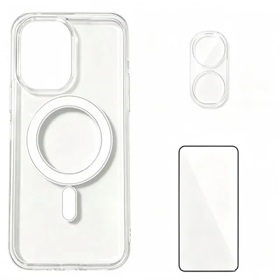 WANLONFENG dla Xiaomi Poco X8 Pro Max 5G / Xiaomi Redmi Turbo 5 Max 5G Seria YKL Obudowa magnetyczna z akrylu i TPU z ochronnikiem ekranu i ochronnikiem obiektywu - Przezroczysta
