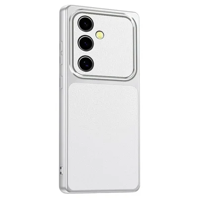 For Samsung Galaxy S23 FE Phone Case Lambskin Texture PC TPU PU Leather Shockproof Protective Cover - White