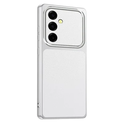 For Samsung Galaxy A17 4G / A17 5G Phone Case Lambskin Texture PC TPU PU Leather Shockproof Protective Cover - White
