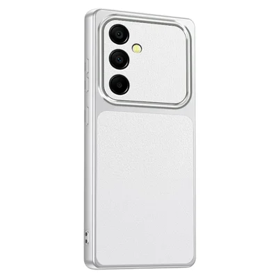 For Samsung Galaxy A16 4G / A16 5G Phone Case Lambskin Texture PC TPU PU Leather Shockproof Protective Cover - White