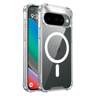Clear Magnetic Case for Google Pixel 11 Pro  /  11 Airbag Shockproof 2.0mm TPU + PC Phone Cover - Transparent