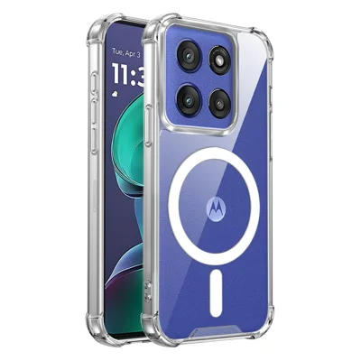 Прозрачный магнитный чехол для Motorola Razr 70 Ultra / Moto X70 Air Pro 5G, амортизирующий ударопрочный чехол 2,0 мм из ТПУ + поликарбоната с функцией воздушной подушки - прозрачный