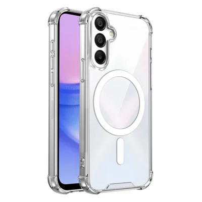 Clear Magnetic Case for Samsung Galaxy A16 5G  /  A16 4G Airbag Shockproof 2.0mm TPU + PC Phone Cover - Transparent