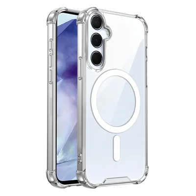 Clear Magnetic Case for Samsung Galaxy S25+  /  S24+ Airbag Shockproof 2.0mm TPU + PC Phone Cover - Transparent