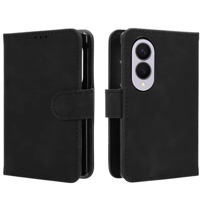 For Samsung Galaxy Z Fold8 Case Skin-touch PU Leather Wallet Card Holder Phone Cover - Black