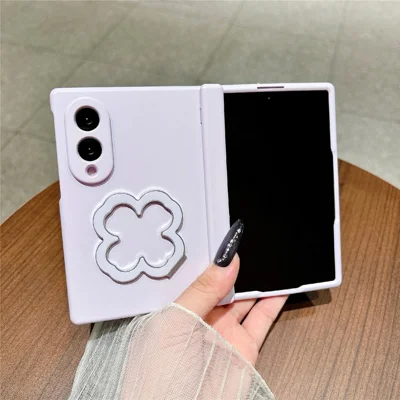 For Samsung Galaxy Z Fold8 Case Heart Clover Stand PC-telefoonhoes met schermbeschermer - Paars