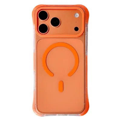 For iPhone 18 Pro Max / 17 Pro Max Case Compatible with MagSafe Airbag Shockproof PC + TPU Clear Phone Cover - Orange