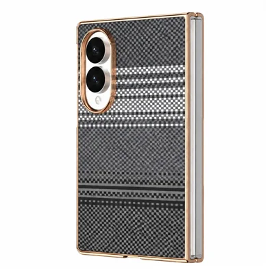For Samsung Galaxy Z Fold8 Magnetic Case Aramid Fiber Pattern Shockproof PC Phone Cover with Screen Protector - Black
