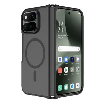 For Google Pixel 11 Pro Fold Magnetic Case TPU Frame Acrylic Back Phone Cover Skin Touch - Black