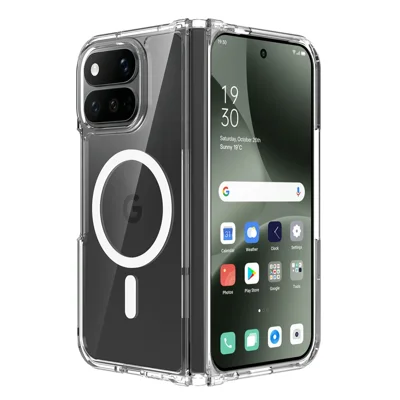 For Google Pixel 11 Pro Fold Magnetic Case 2.0mm Scratch Resistant TPU + PC Phone Cover - Transparent