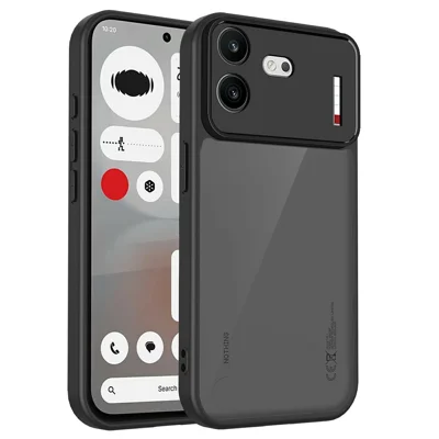 För Nothing Phone (4b) Matt mobilskal Halvgenomskinlig Svart Huden Vänlig TPU PC Skal - Transparent Svart
