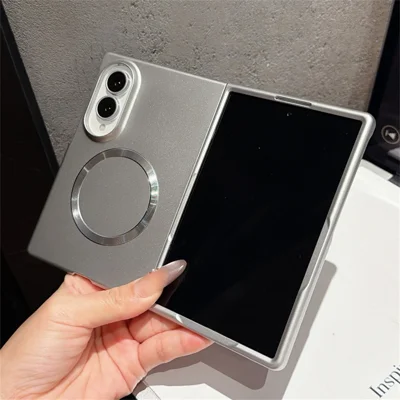 For Samsung Galaxy Z Fold8 Magnetic Case Rubberized Finish Ultra-Thin PC Shockproof Phone Cover - Titanium Silver