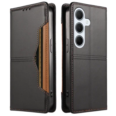  For Samsung Galaxy A35 5G Wallet Case External Card Slot Magnetic Closing Leather Phone Cover - Black