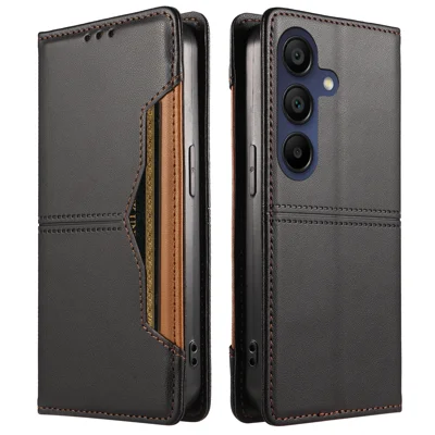  For Samsung Galaxy A15 5G / Galaxy A15 4G Wallet Case External Card Slot Magnetic Closing Leather Phone Cover - Black