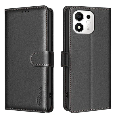 BINFEN COLOR pour Honor X7e Plus 5G / Honor X7e Plus 4G / Honor 600 Smart 5G BF32 Étui en Cuir Portefeuille avec Protection RFID - Noir