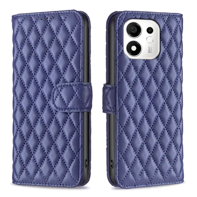  BINFEN COLOR pour Honor X7e Plus 5G / Honor X7e Plus 4G / Honor 600 Smart 5G BF Style-14 Étui Rhombus Cuir Téléphone Support - Bleu