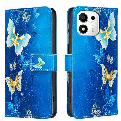 Pour Honor X7e Plus 5G / Honor X7e Plus 4G / Honor 600 Smart 5G Étui Portefeuille Support Motif Impression Cuir de Téléphone - Papillons Dorés