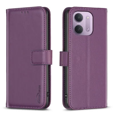  BINFEN COLOR для Xiaomi Redmi 15C 4G (Global) (171 мм) / Xiaomi Poco C85 4G (171 мм) / Xiaomi Redmi 17C 5G BF17 Чехол-кошелек раскладной кожаный - Темно-фиолетовый