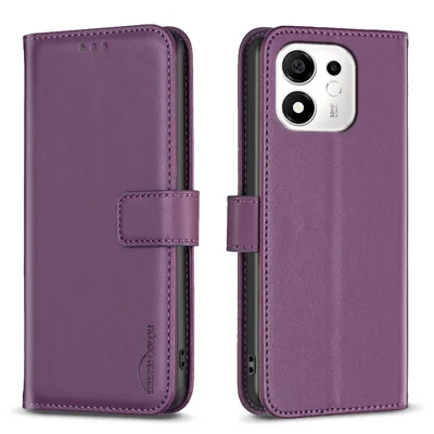  BINFEN COLOR pour Honor X7e Plus 5G / Honor X7e Plus 4G / Honor 600 Smart 5G BF17 Étui pour Téléphone Portefeuille Folio Flip en Cuir - Violet Foncé