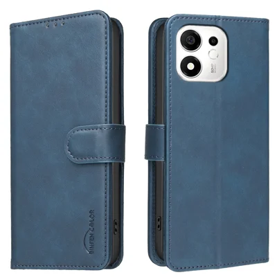  BINFEN COLOR pour Honor X7e Plus 5G / Honor X7e Plus 4G / Honor 600 Smart 5G BF37 Étui Portefeuille RFID Bloquant Support Housse en Cuir pour Téléphone - Bleu
