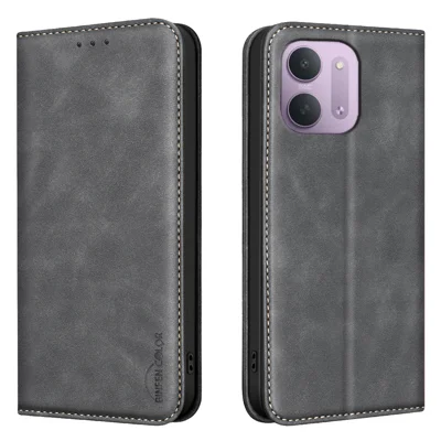 BINFEN COLOR для Xiaomi Redmi 15C 4G (Global) (171 мм) / Xiaomi Poco C85 4G (171 мм) / Xiaomi Redmi 17C 5G, чехол из искусственной кожи с текстурой телячьей кожи, защита от сканирования RFID - Черный
