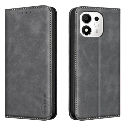  BINFEN COLOR pour Honor X7e Plus 5G / Honor X7e Plus 4G / Honor 600 Smart 5G Étui RFID Bloquant en Cuir PU Texturé Veau - Noir