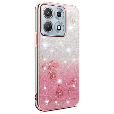 KADEM Custodia per Motorola Edge 70 Max 5G Custodia in TPU Flessibile con Fiore e Design Gradient - Rosa