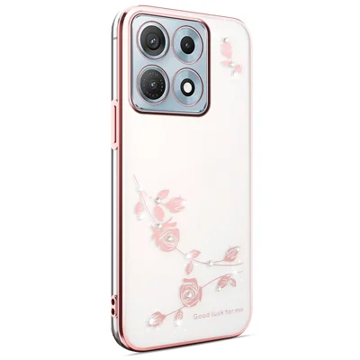 KADEM For Motorola Edge 70 Max 5G Case Flower Rhinestone Decor TPU Phone Cover - Rose Gold