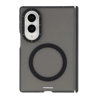 YOUNGKIT für Samsung Galaxy Z Fold8 Magnetische Hülle mit Scharnier-Schutz, Mattes PC-Telefoncover - Transparent Schwarz